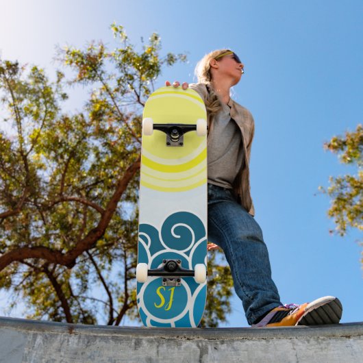 Skateboard Sunshine monogramme cool avec planche à roulettes (Extérieur 1)