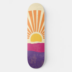 Skateboard Sunshine Sunrise Retro les années 70 Boho Jaune vi