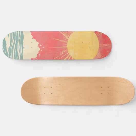 Skateboard Sunshine Sunrise Retro les années 70 Boho Yellow R (Horz)