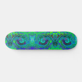 Skateboard Super Abstrait Retro Green et Blue Swirl (Horz)