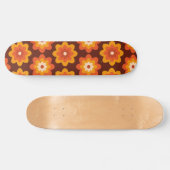 Skateboard Super Retro les années 70 Boho Hippie Orange Fleur (Horz)