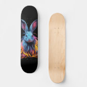 Skateboard Superbe Lapin Bleu en feu (Recto)