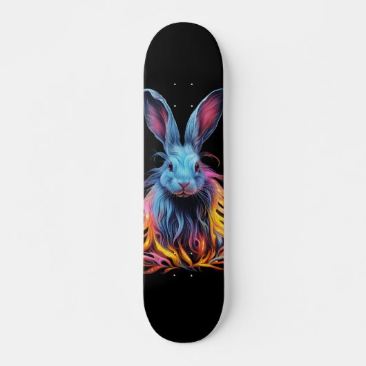 Skateboard Superbe Lapin Bleu en feu (Devant)