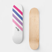 Skateboard Sur mesure girly rayé rose (Recto)