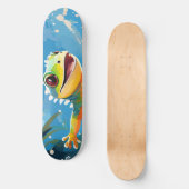 Skateboard Surf Gecko Riding Les Vagues (Recto)