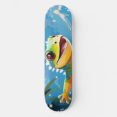 Skateboard Surf Gecko Riding Les Vagues (Recto)