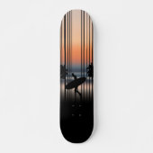 Skateboard Surfer Marcher Sur La Plage Au Coucher Du Soleil S (Devant)