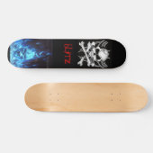 Skateboard svart, os de crâne, BlueFireSkullSign, attaque (Horz)
