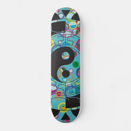 Skateboard Symbole bleu et noir de Yin Yang (Recto)