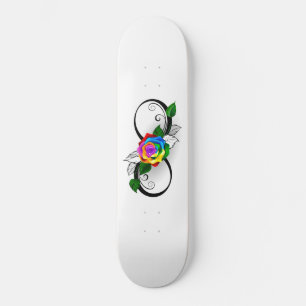 Skateboard Symbole de l'infini avec rose arc-en-ciel