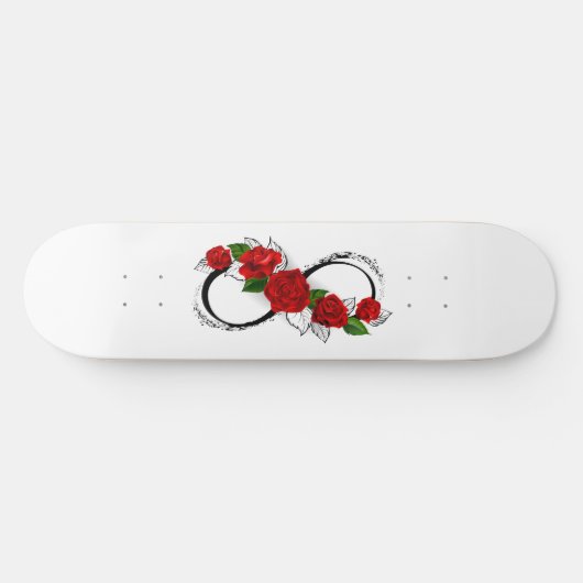 Skateboard Symbole d'infini avec les roses rouges (Horz)