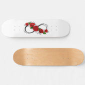 Skateboard Symbole d'infini avec les roses rouges (Horz)