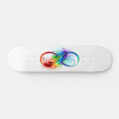 Skateboard Symbole d'infini avec plume arc-en-ciel (Horz)