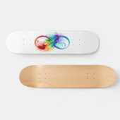 Skateboard Symbole d'infini avec plume arc-en-ciel (Horz)