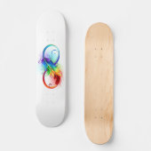 Skateboard Symbole d'infini avec plume arc-en-ciel (Recto)