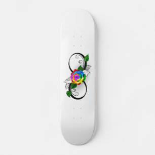 Skateboard Symbole d'infini avec Rose arc-en-ciel