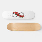 Skateboard Symbole d'infini avec roses rouges (Horz)