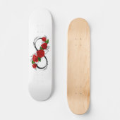 Skateboard Symbole d'infini avec roses rouges (Recto)