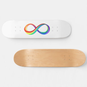 Skateboard Symbole d'infinité arc-en-ciel stratifié