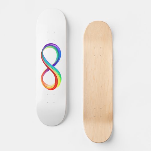 Skateboard Symbole d'infinité arc-en-ciel stratifié (Recto)