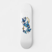 Skateboard Symbole infini de papillons Morpho bleus (Devant)