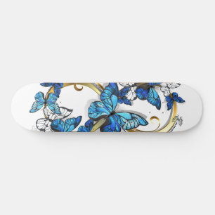 Skateboard Symbole Infini de Papillons Morpho Bleus