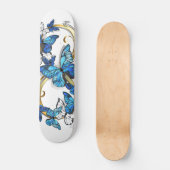 Skateboard Symbole Infini de Papillons Morpho Bleus (Recto)