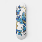 Skateboard Symbole Infini de Papillons Morpho Bleus (Recto)