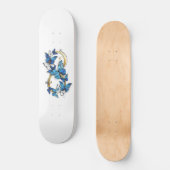 Skateboard Symbole infini de papillons Morpho bleus (Recto)