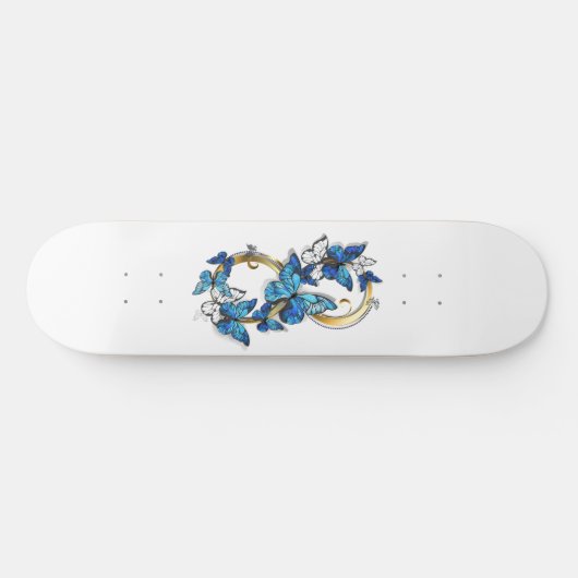 Skateboard Symbole infini de papillons Morpho bleus (Horz)