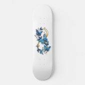 Skateboard Symbole infini de papillons Morpho bleus (Recto)