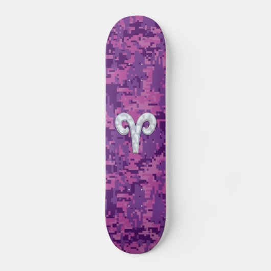 Skateboard Symbole Pearl Like Aries sur Camo numérique rose (Recto)