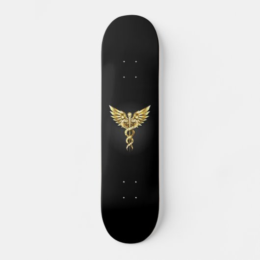 Skateboard Symbole Polygonal Or Caduceus (Recto)