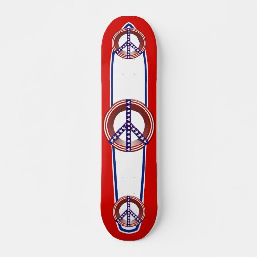 Skateboard Symbole rouge blanc et bleu de paix (Devant)