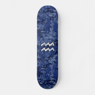 Skateboard Symbole Zodiaque Aquarius sur le Camouflage numéri