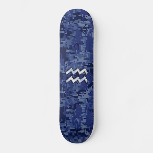 Skateboard Symbole Zodiaque Aquarius sur le Camouflage numéri (Recto)