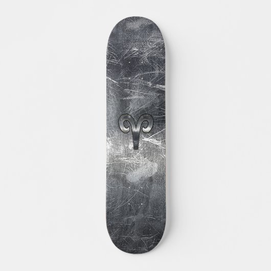 Skateboard Symbole Zodiaque Aries en style Argent (Devant)