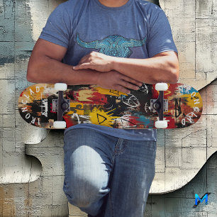 Skateboard Symboles Abstraits Gras Inspirés des Graffiti & Cr