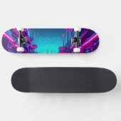 Skateboard Synthwave Cité Néon Cyberpunk Industriel (Horz)