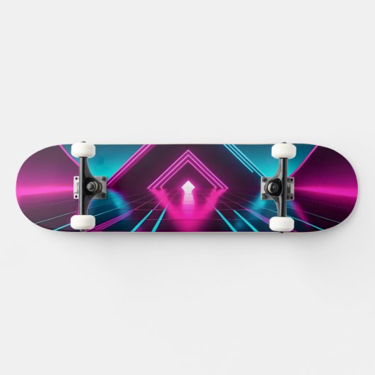 Skateboard Synthwave Glowing Pyramid Tunnel Neon Sci-Fi (Horz)