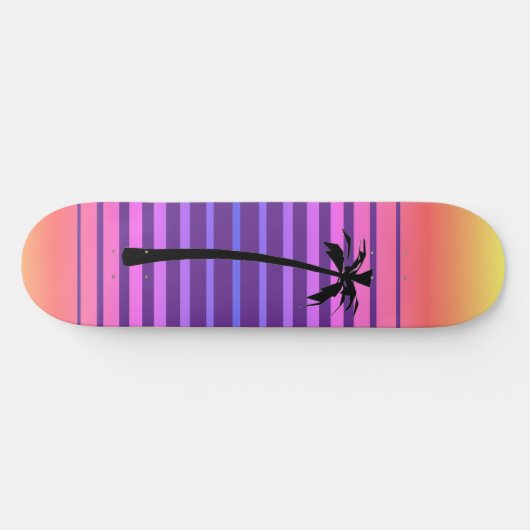 Skateboard Synthwave rétro avec palmier (Horz)