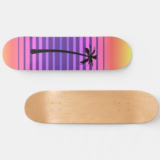 Skateboard Synthwave rétro avec palmier (Horz)