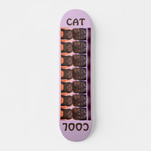 Skateboard Tabby Cat Purple