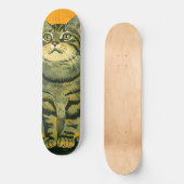 Skateboard Tabby gris rayé minimaliste (Recto)