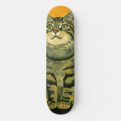 Skateboard Tabby gris rayé minimaliste (Recto)