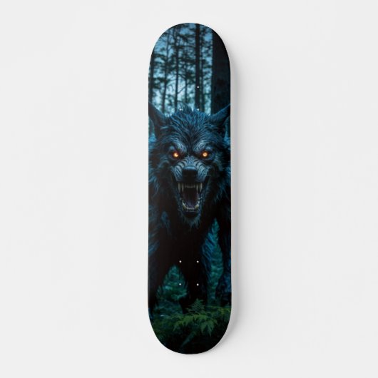 Skateboard Tabla de Skate Lobo Monstruoso en el Bosque (Devant)