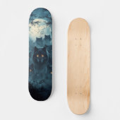 Skateboard Tabla de Skate Lobos en un Bosque Nocturno (Recto)