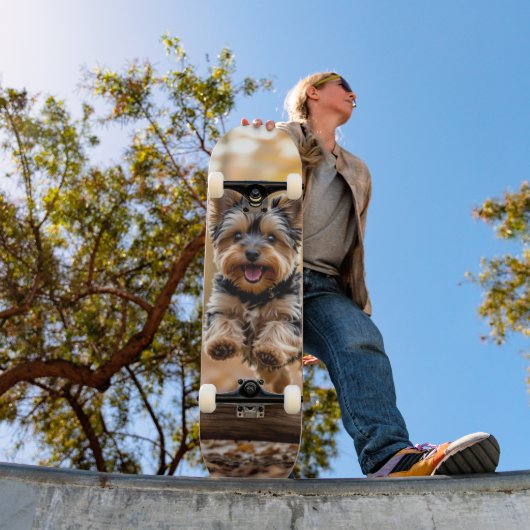 Skateboard Tabla de Skate Perrito Saltando en el Bosque (Extérieur 1)