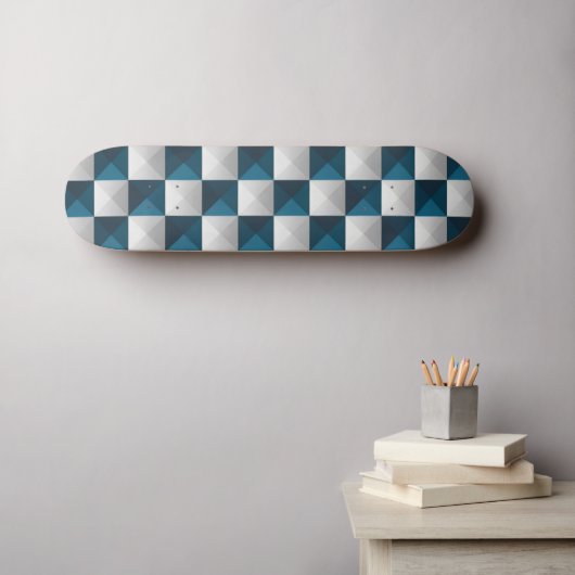 Skateboard Tableau de bord bleu Motif géométrique (Art mural (Horz))
