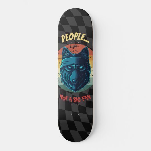 Skateboard Tableau de bord Carton bleu Loup (Recto)